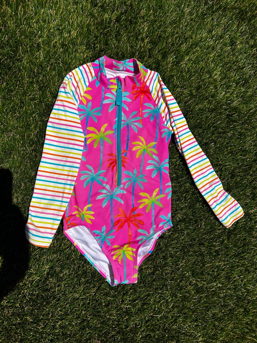 Hatley Pink Tropical Palm Long-Sleeve Rashguard